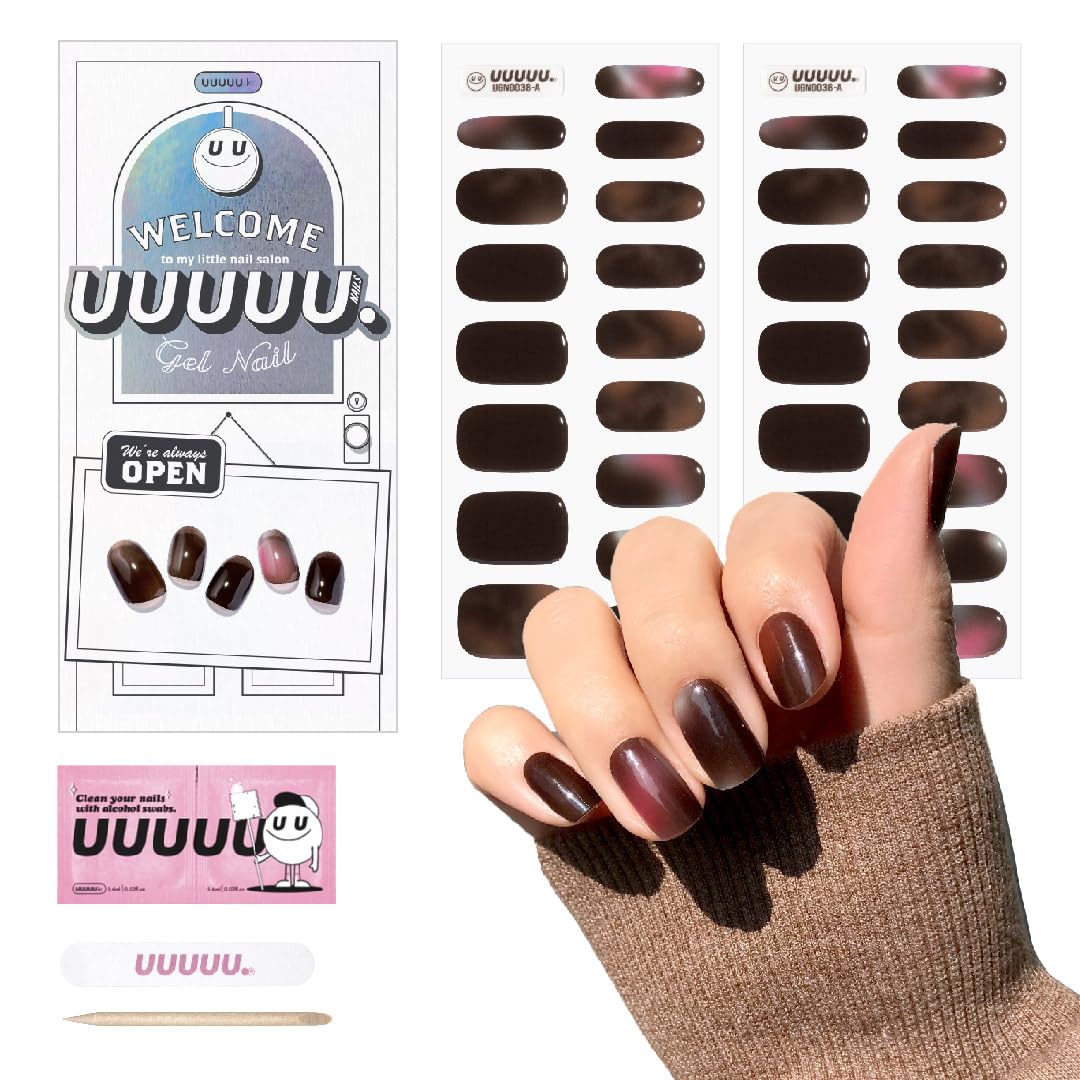 Amazon.com: UUUUU. Semi Cured Gel Nail Strips - [Chocolate Stone